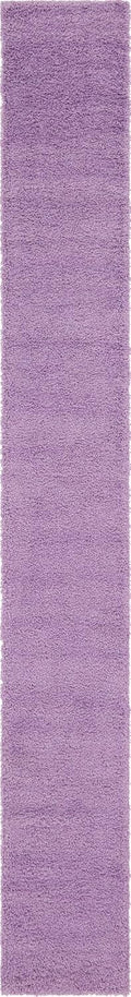 Unique Loom Solid Shag Area Rug Runner 2ft 6in x 19ft 8in Lilac - Soft