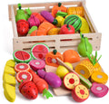 Wooden Play Food 35PCS Cutting Set for Kids - Pretend Kitchen Fun
