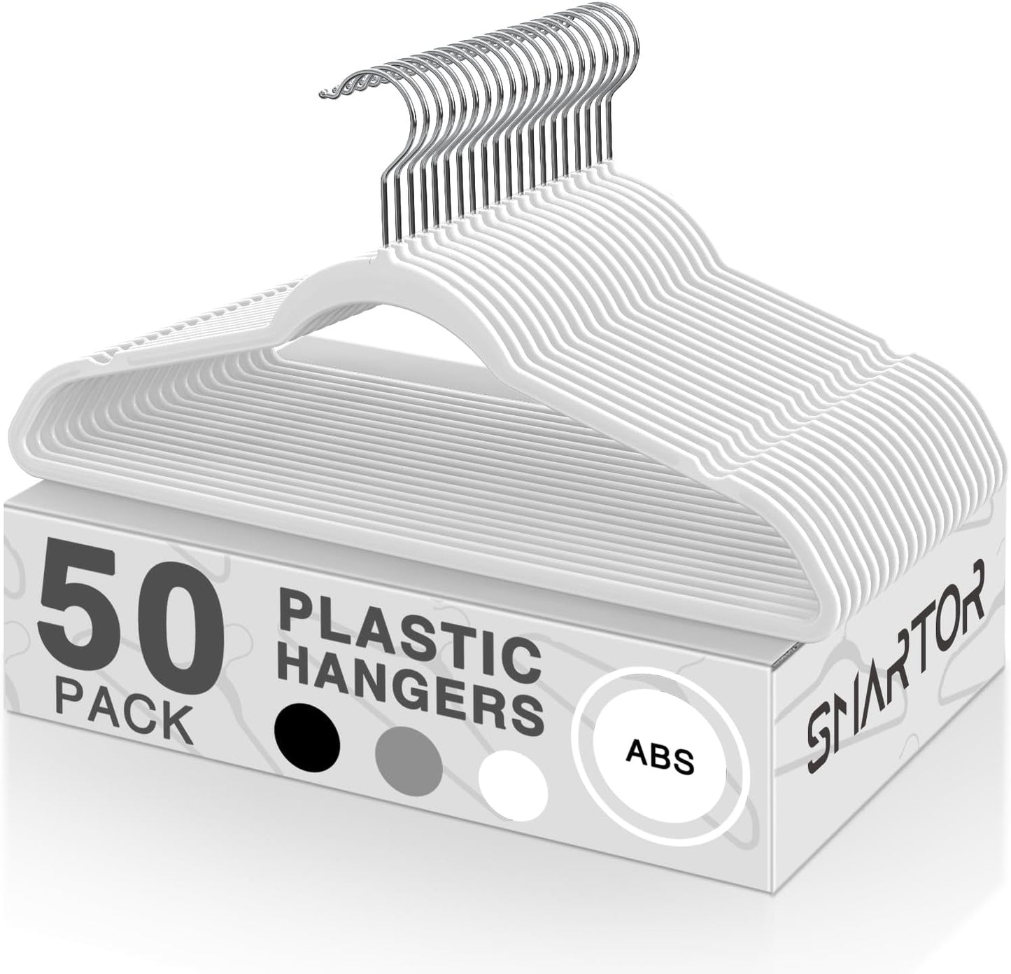 SMARTOR Plastic Hangers 50 Pack - Durable Space Saving Hangers
