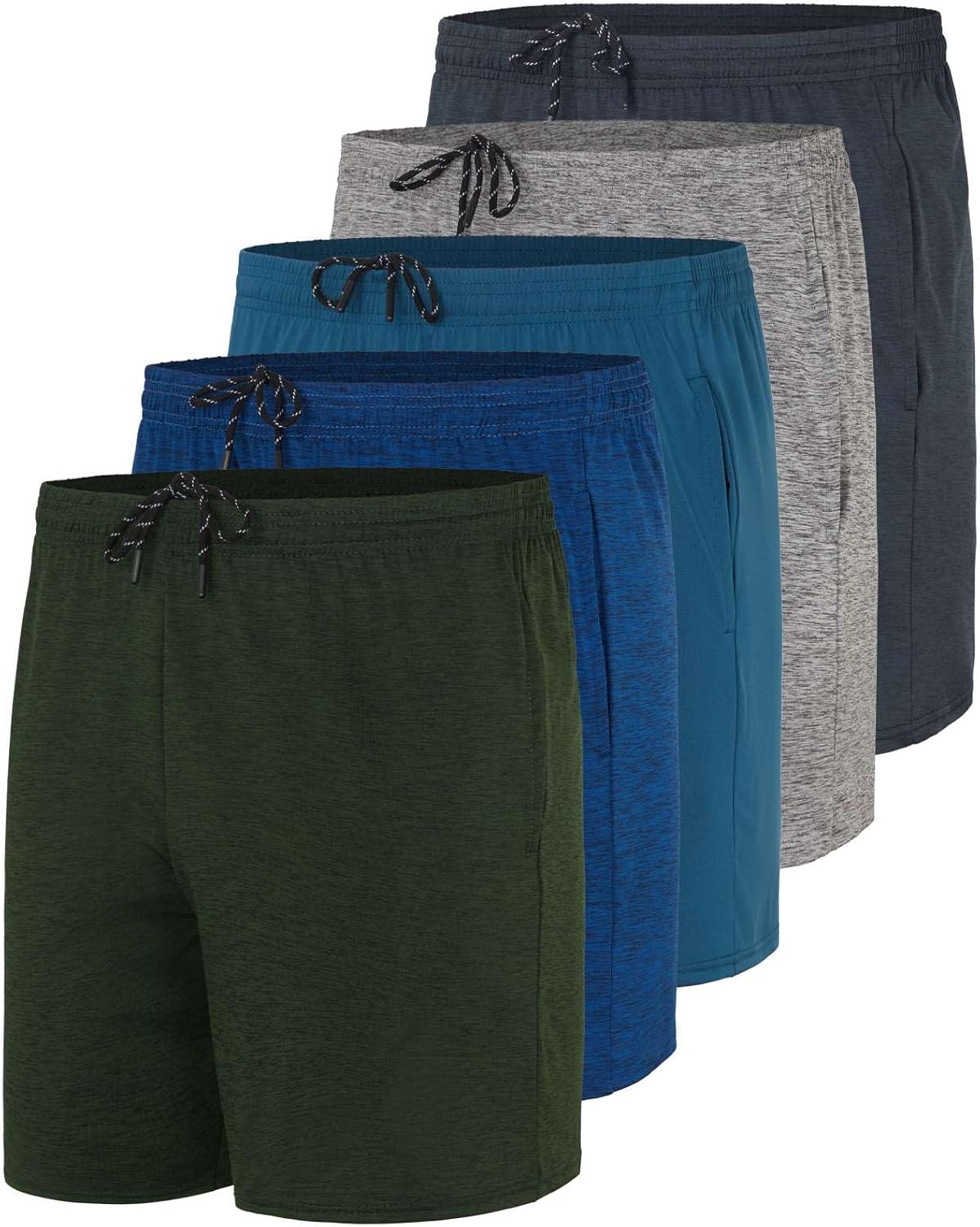 Men's 5 Inch Dry Fit Running Workout Shorts - 5 Pack Value