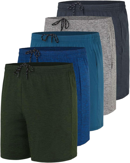 Men's 5 Inch Dry Fit Running Workout Shorts - 5 Pack Value