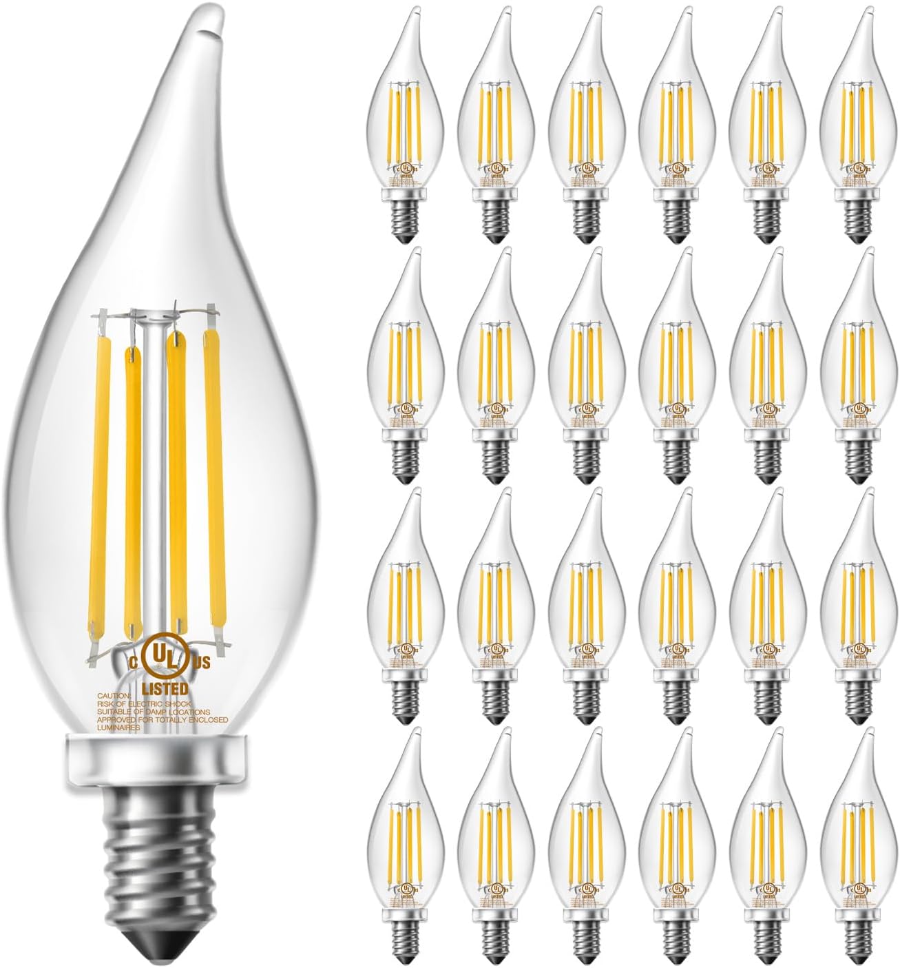DAYBETTER 24 Pack Dimmable E12 LED Chandelier Light Bulbs