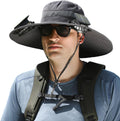 Solar Powered Fan Hat for Men - Wide Brim UPF 50+ Cooling Hat