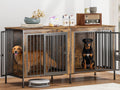 78 Inch Dog Crate Furniture for 2 Dogs, XXL Wooden Kennel