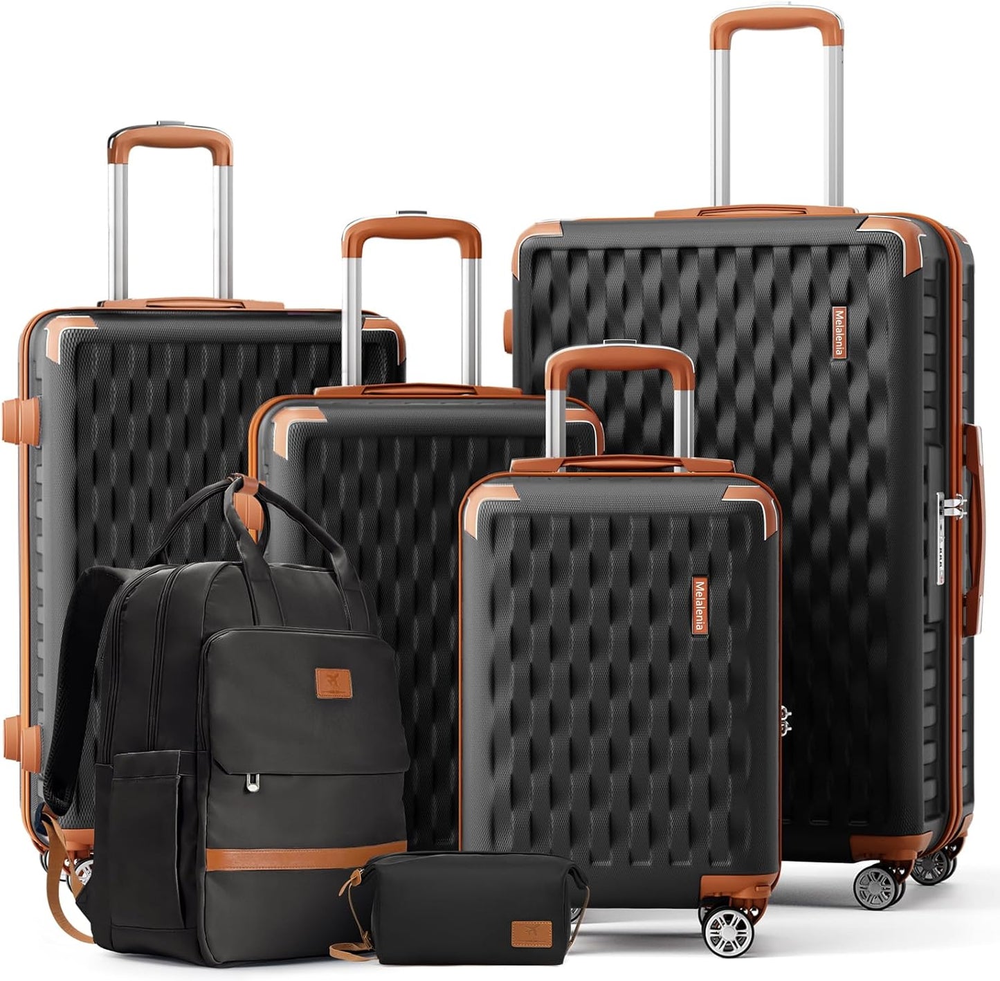 Melalenia 6 Piece Hard Shell Luggage Set with Spinner Wheels