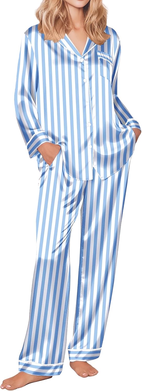 Ekouaer Silk Satin Pajamas Set for Women - Soft and Comfy PJs