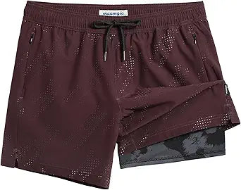 maamgic Mens Swim Trunks with Compression Liner for Comfort