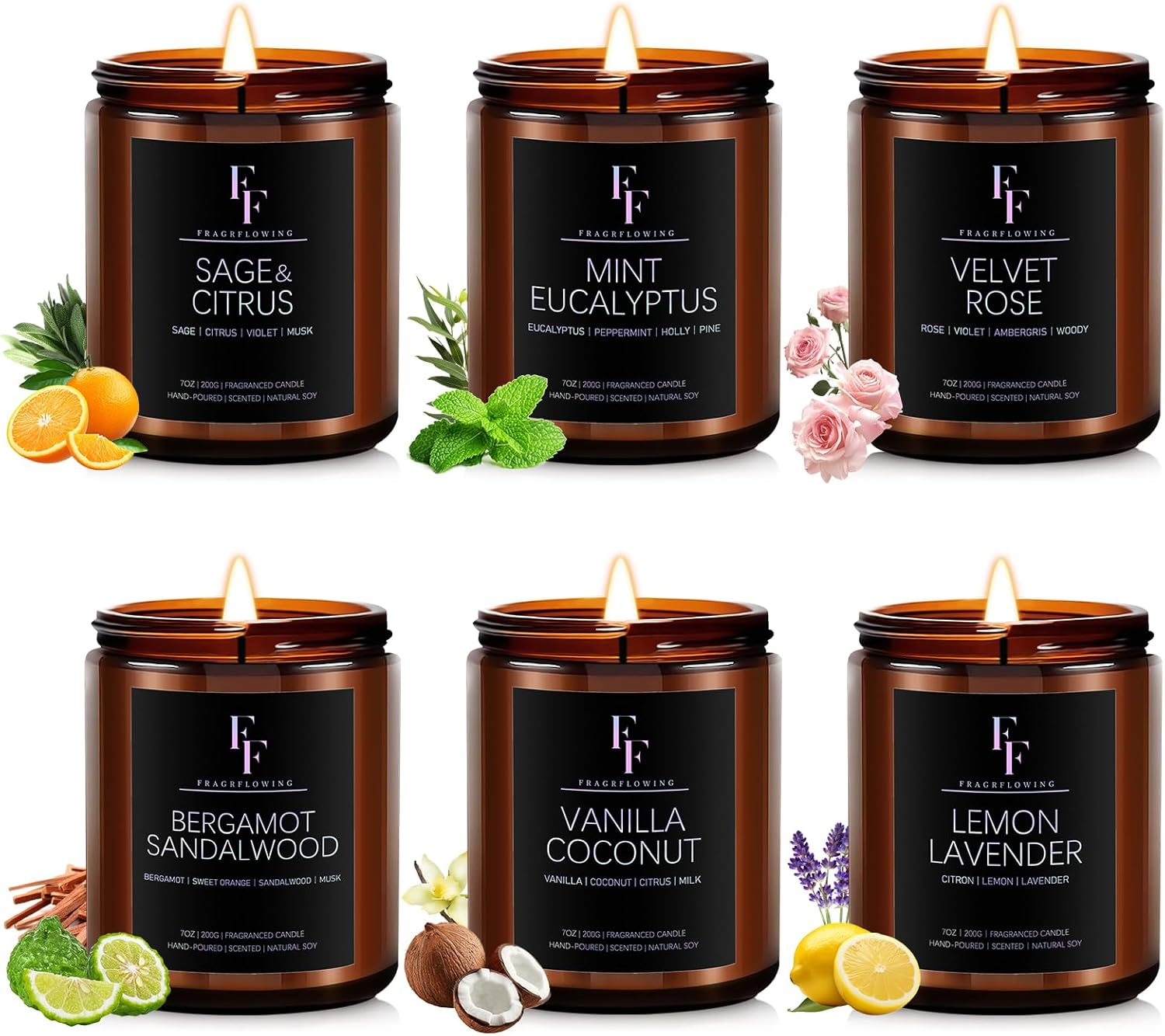 Scented Candles Set by FF FRAGRFLOWING for Aromatherapy