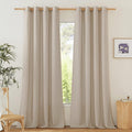 Linen Flax Semi Sheer Curtains 92in Length Taupe - 2 Panels