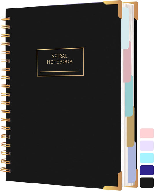 Yoment 5-Subject Large Spiral Notebook with Tabs - Organize Your Life!