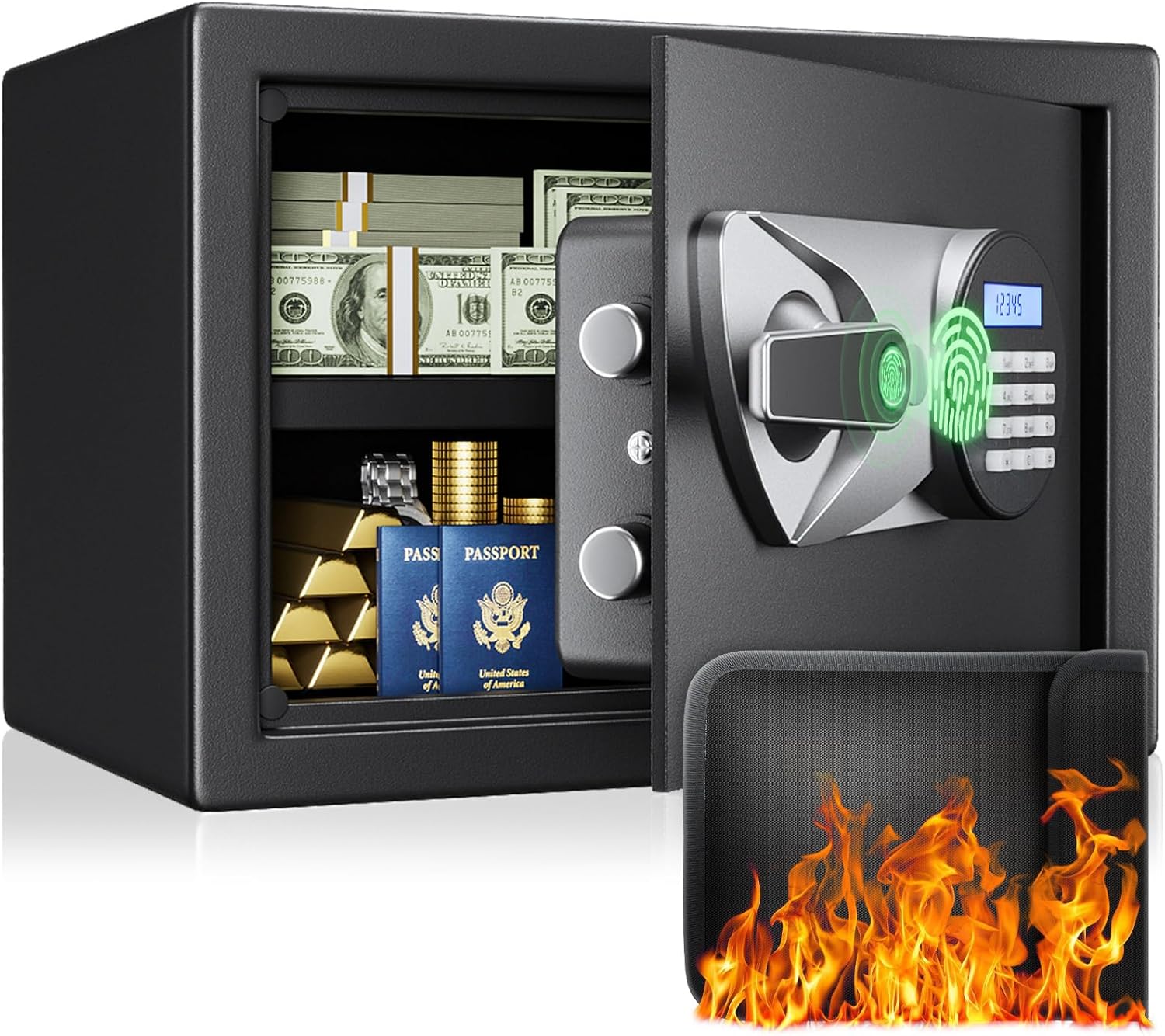 BlackSmith Home Biometric Safe with Fingerprint Recognition and Keys