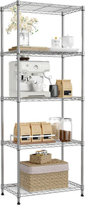 5-Tier Chrome Metal Storage Shelves for Kitchen and Office Use