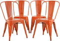 Metal Dining Chairs Set of 4 18 in Seat Height - Stackable Industrial