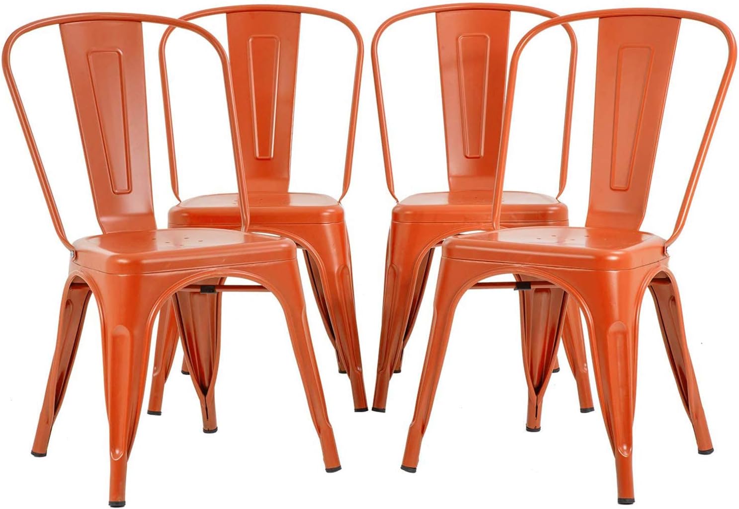 FDW Metal Dining Chairs Set of 4 Stackable Indoor Outdoor Chairs