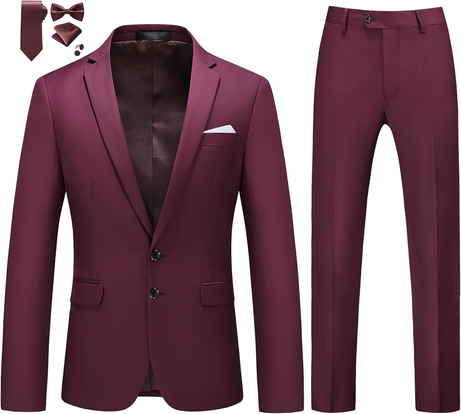 MOGU Mens Slim Fit Suit 2 Piece Tuxedo for Weddings and Prom