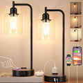 Innqoo 2-Pack 3-Way Dimmable Black Touch Lamps with USB Ports