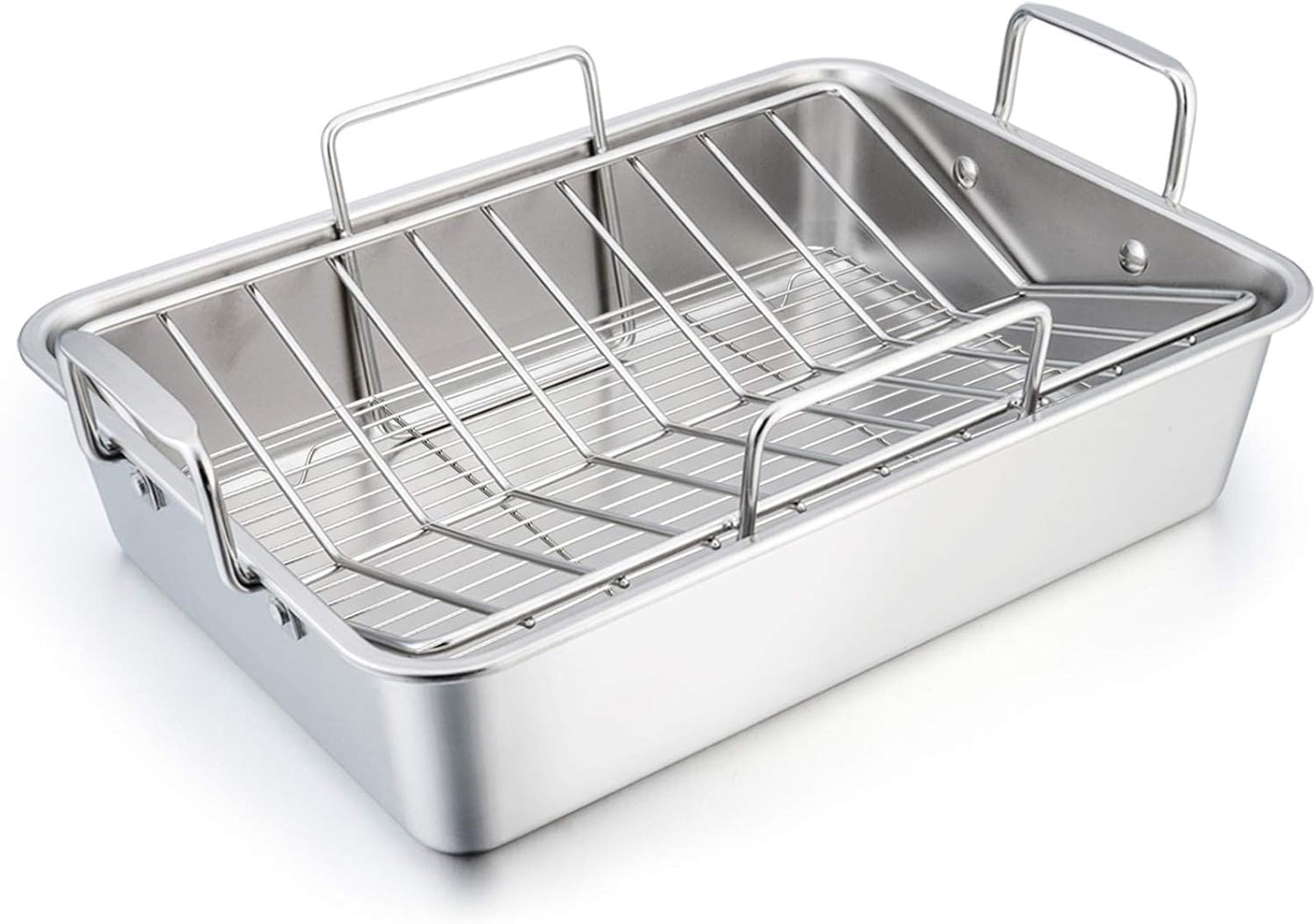TeamFar Stainless Steel Roasting Pan for Healthy Cooking