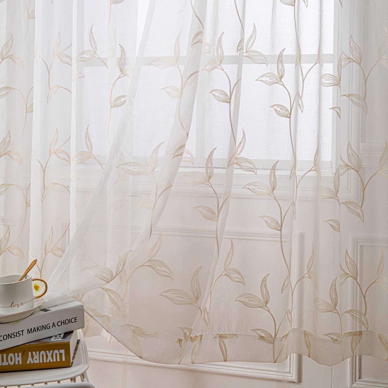 VISIONTEX Sheer Curtains 120 inch Length for Elegant Spaces