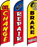 3 Pack Auto Repair Shop Oil Change Feather Flag Sets - Large 12 ft