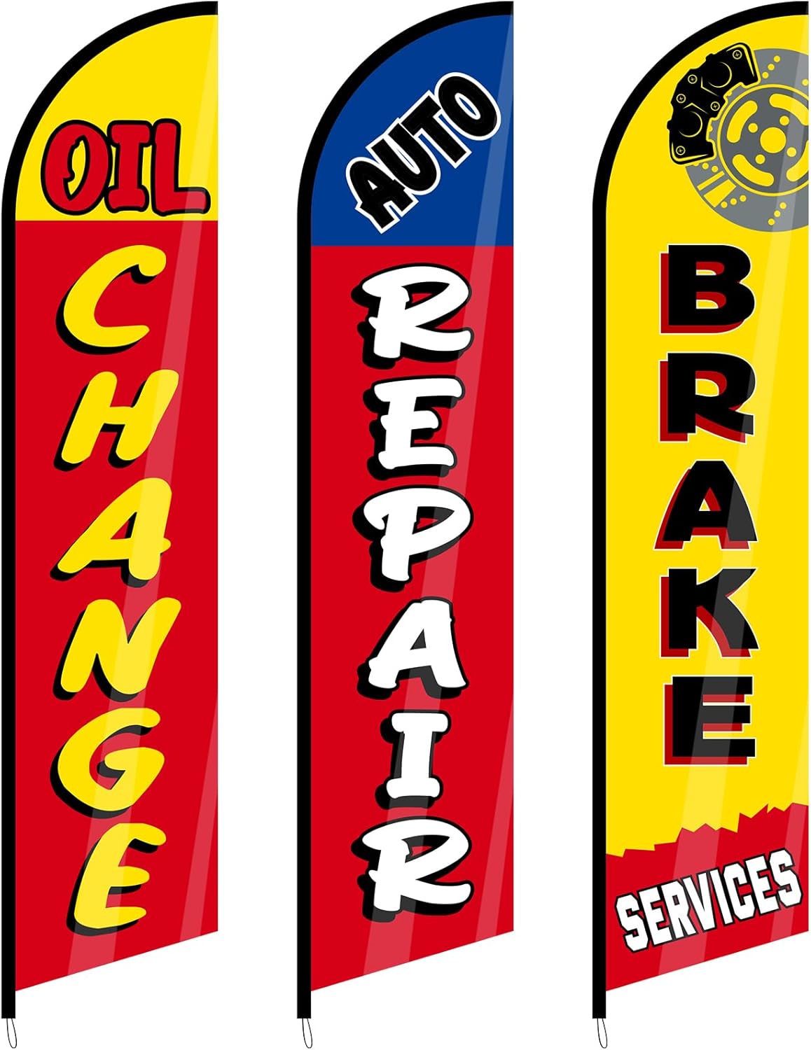 3 Pack Auto Repair Shop Oil Change Feather Flags for Mechanics