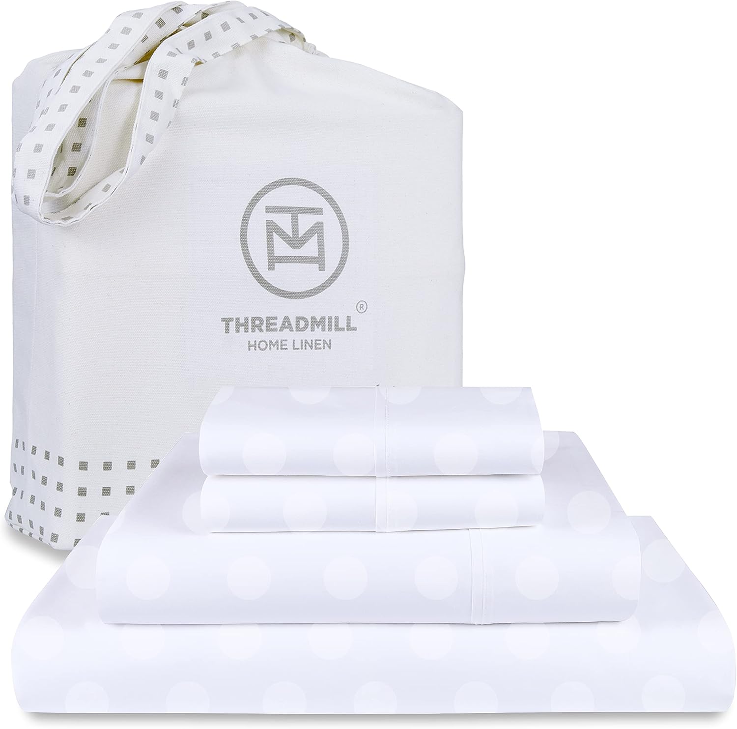 Threadmill Cotton Queen Sheet Set - 100% Cotton Damask Jacquard
