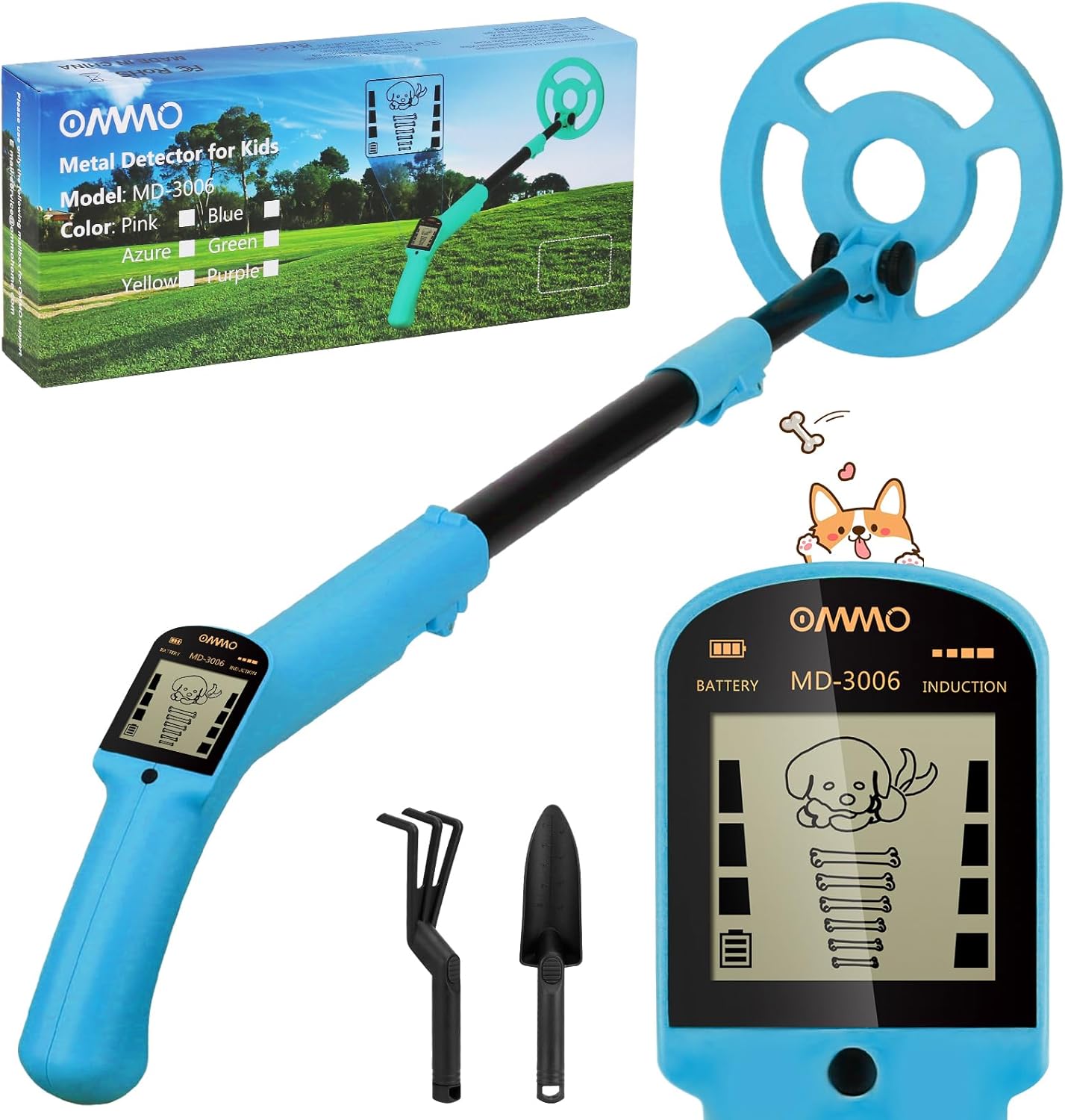 OMMO Metal Detector for Kids with LCD Display and Adjustable Stem