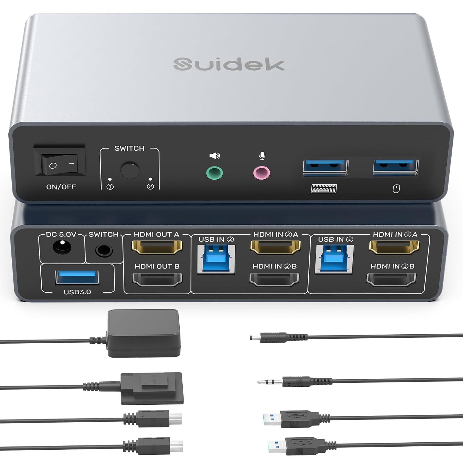 HDMI KVM Switch for 2 Monitors and 2 Computers - 4K@60Hz