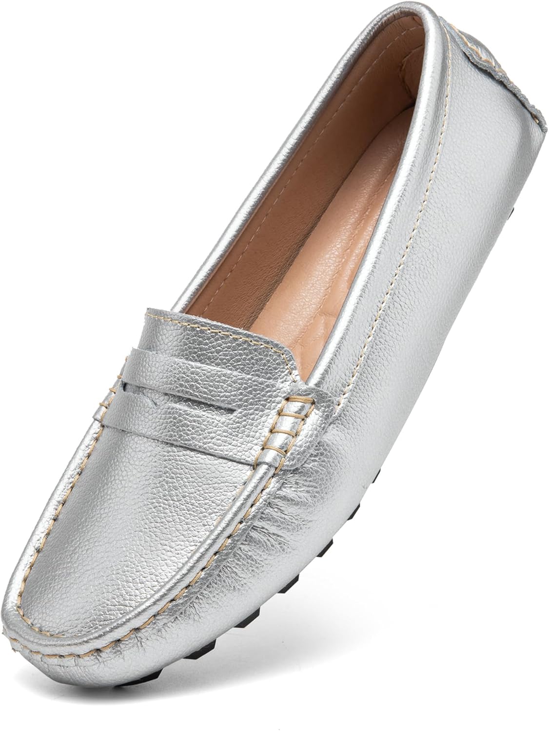 BEAUSEEN Women's Genuine Leather Penny Loafers for Comfort