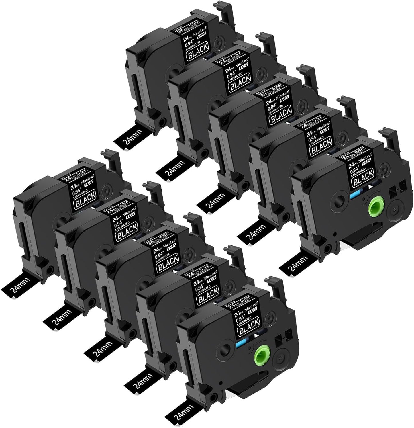 NineLeaf 10 Pack Compatible Label Tape for Brother P-Touch