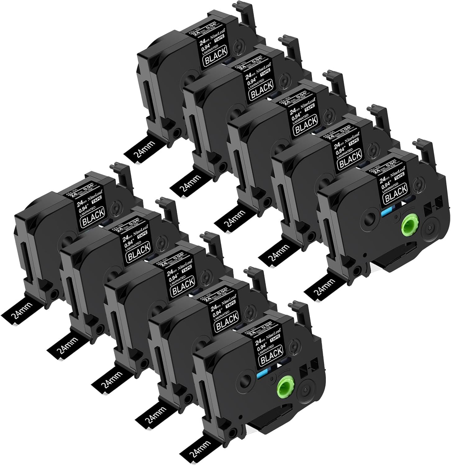 NineLeaf 10 Pack Compatible Label Tape for Brother P-Touch