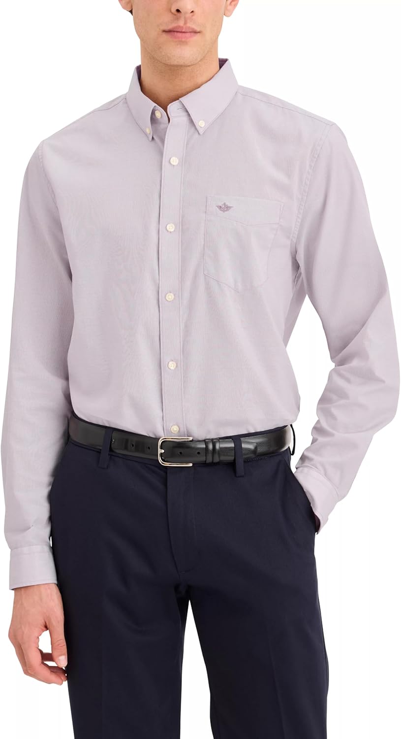 Dockers Mens Classic Fit Long Sleeve Shirt with Stain Defender