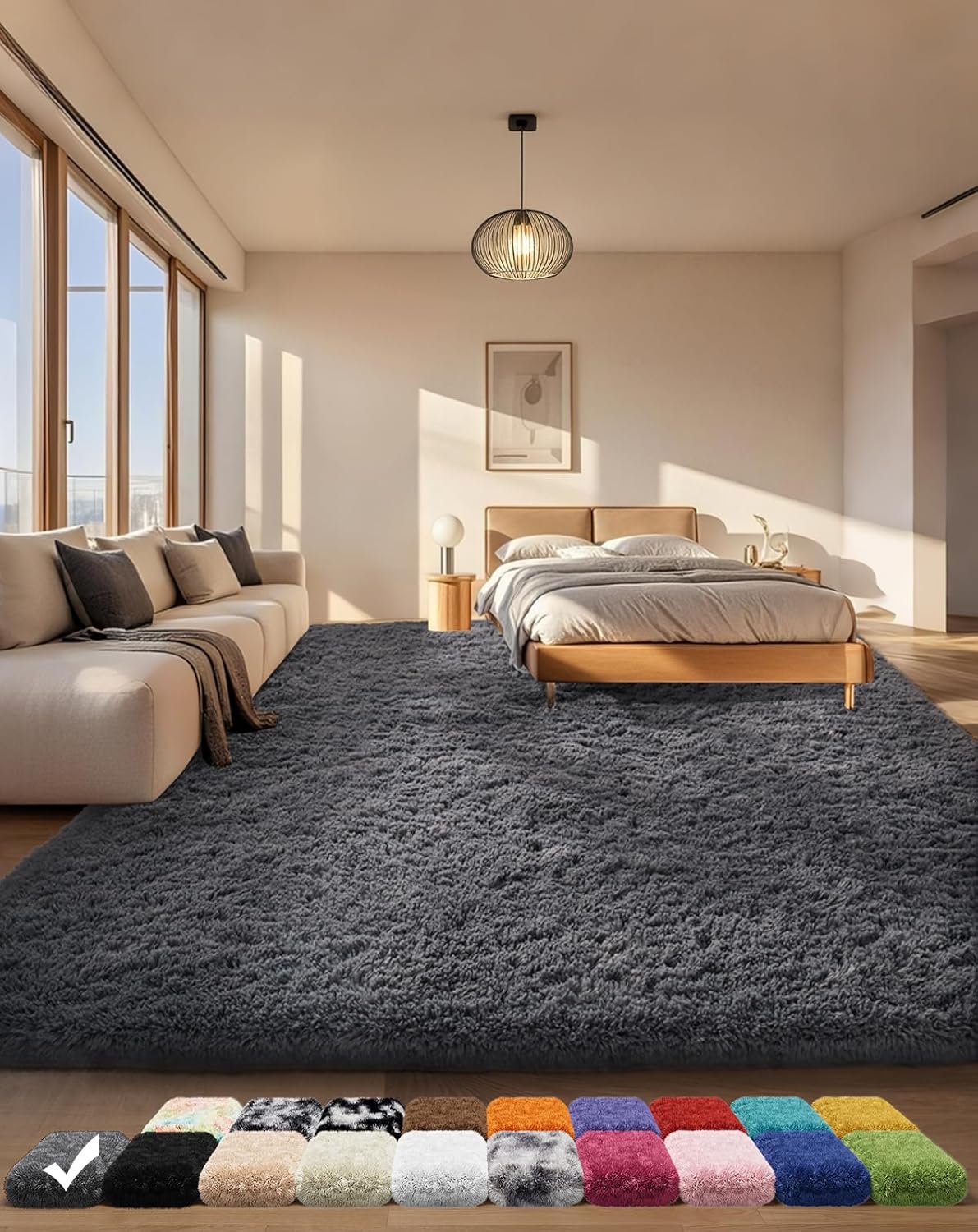 Plush Grey Shag Rug, 4x6 Indoor Area Rug: Soft & Cozy