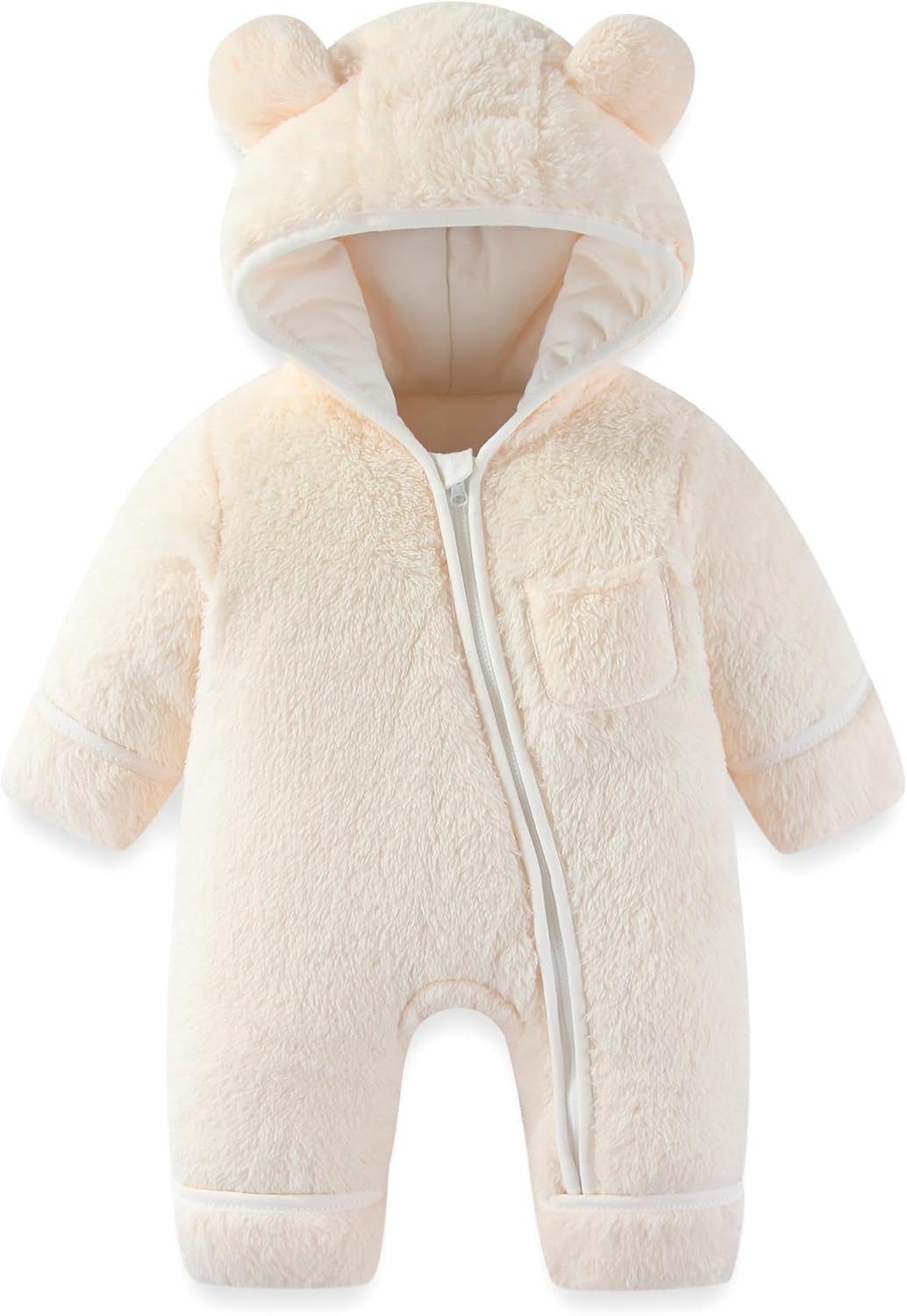Newborn Baby Bear Outfit with Fold-Over Mittens and Footies