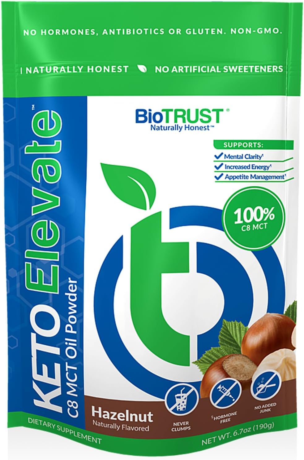 BioTrust Keto Elevate C8 MCT Oil Powder for Clean Energy