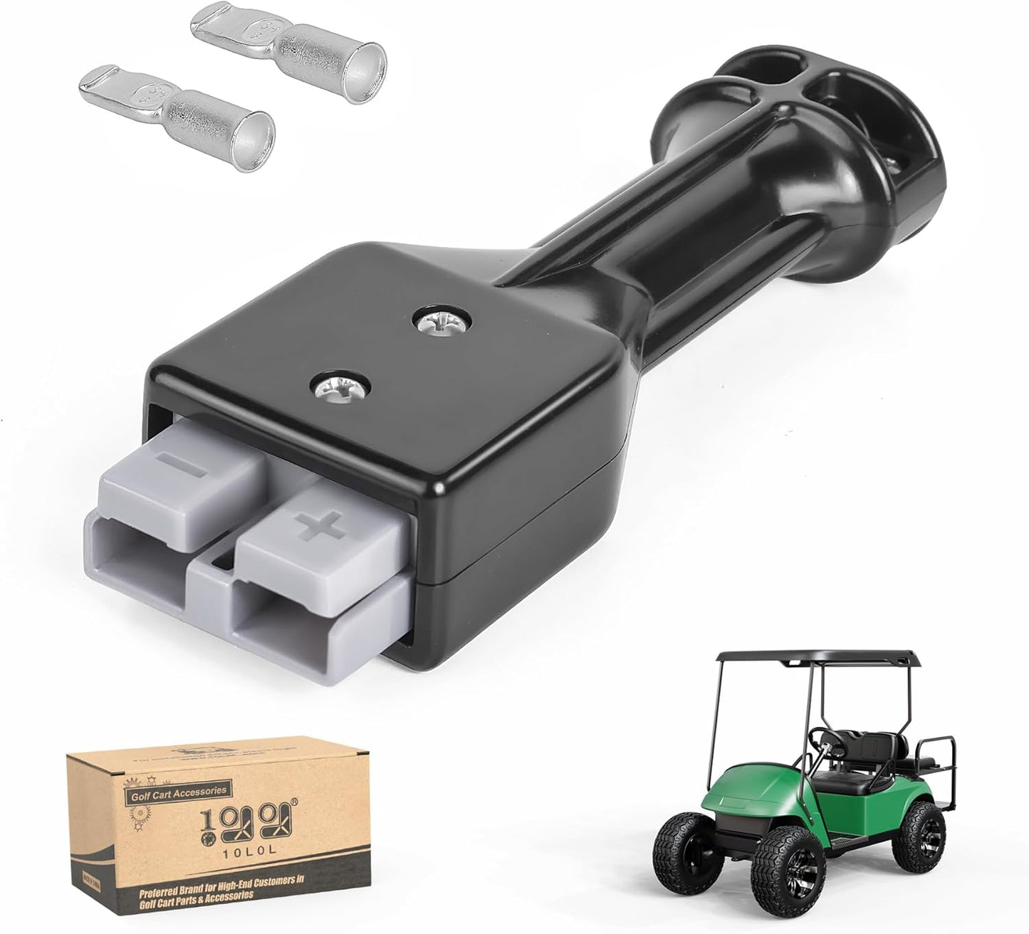 10L0L Golf Cart Battery Connector Kit for EZGO 18972G1 SB50 Plugs - Easy Strain Relief!