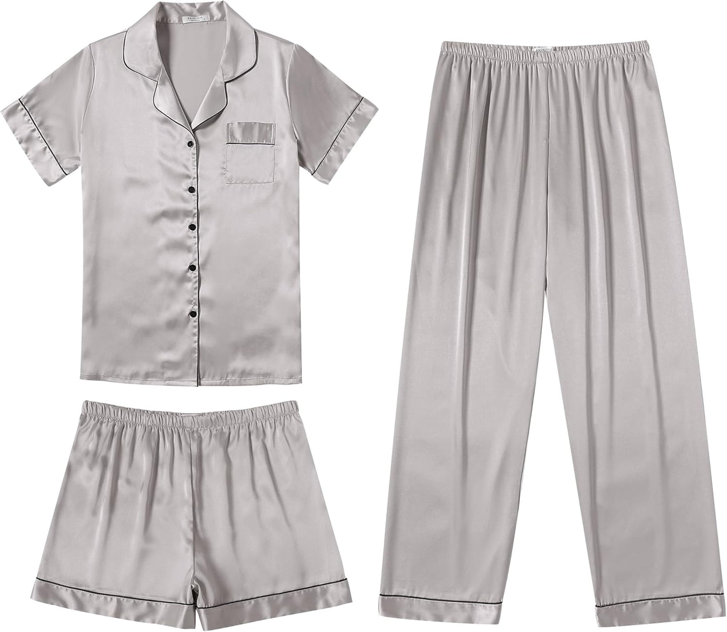 Ekouaer Silk Pajamas for Women Set Soft Satin Sleepwear