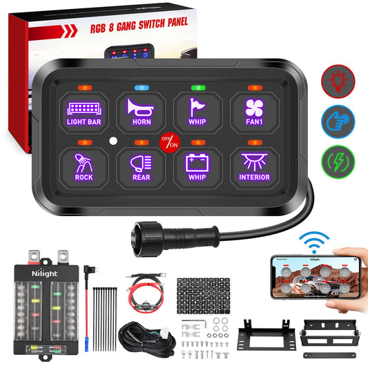 Nilight 8 Gang Switch Panel System with APP Control and RGB Backlight