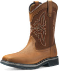 Men's Cowboy Steel Toe Work Boots - Full-Grain Leather Comfort