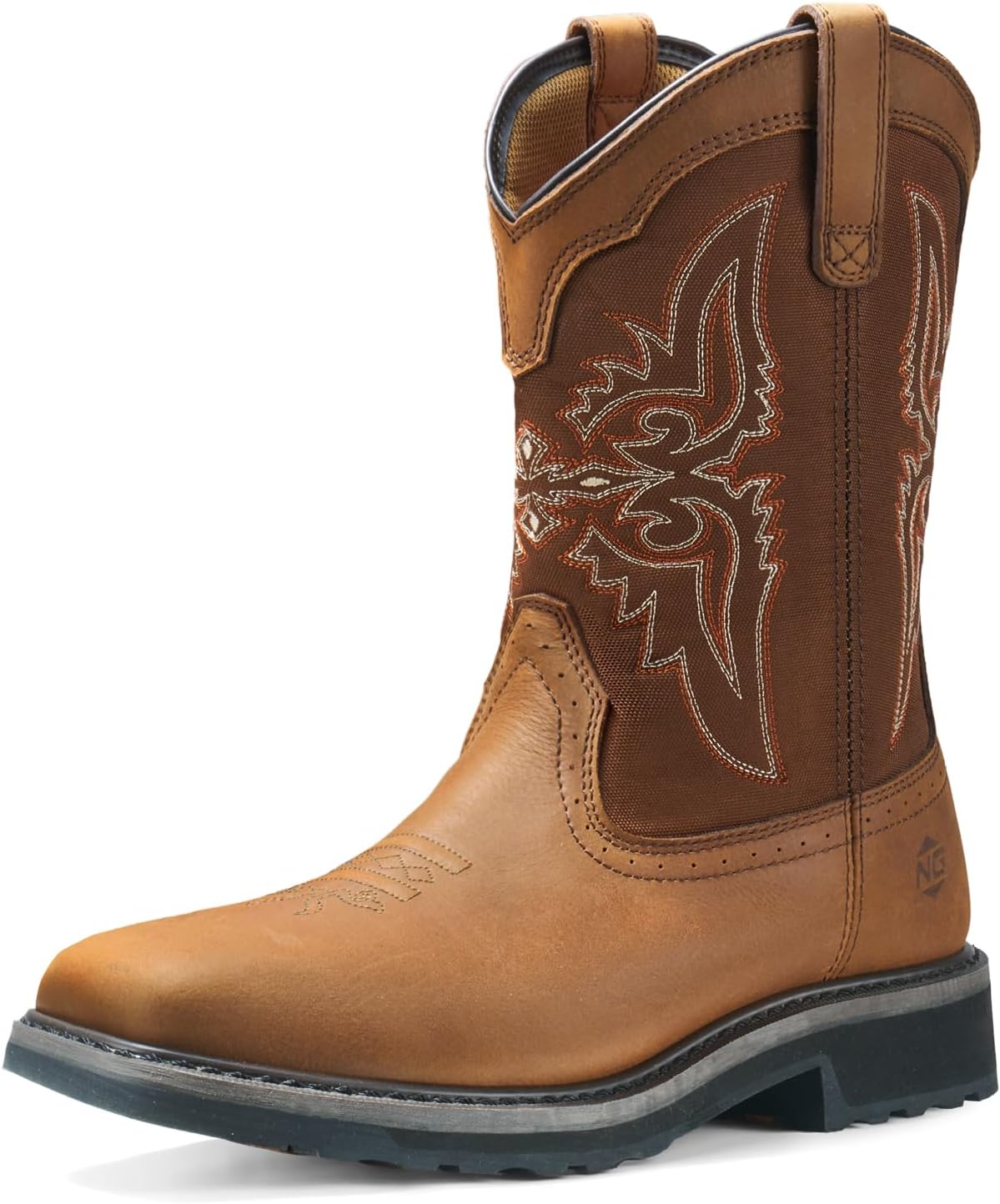 NINGO Men's Cowboy Boots: Comfortable Steel Toe Work Boots