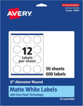 Avery Matte White Round Labels 2 in - Reliable Printable Stickers