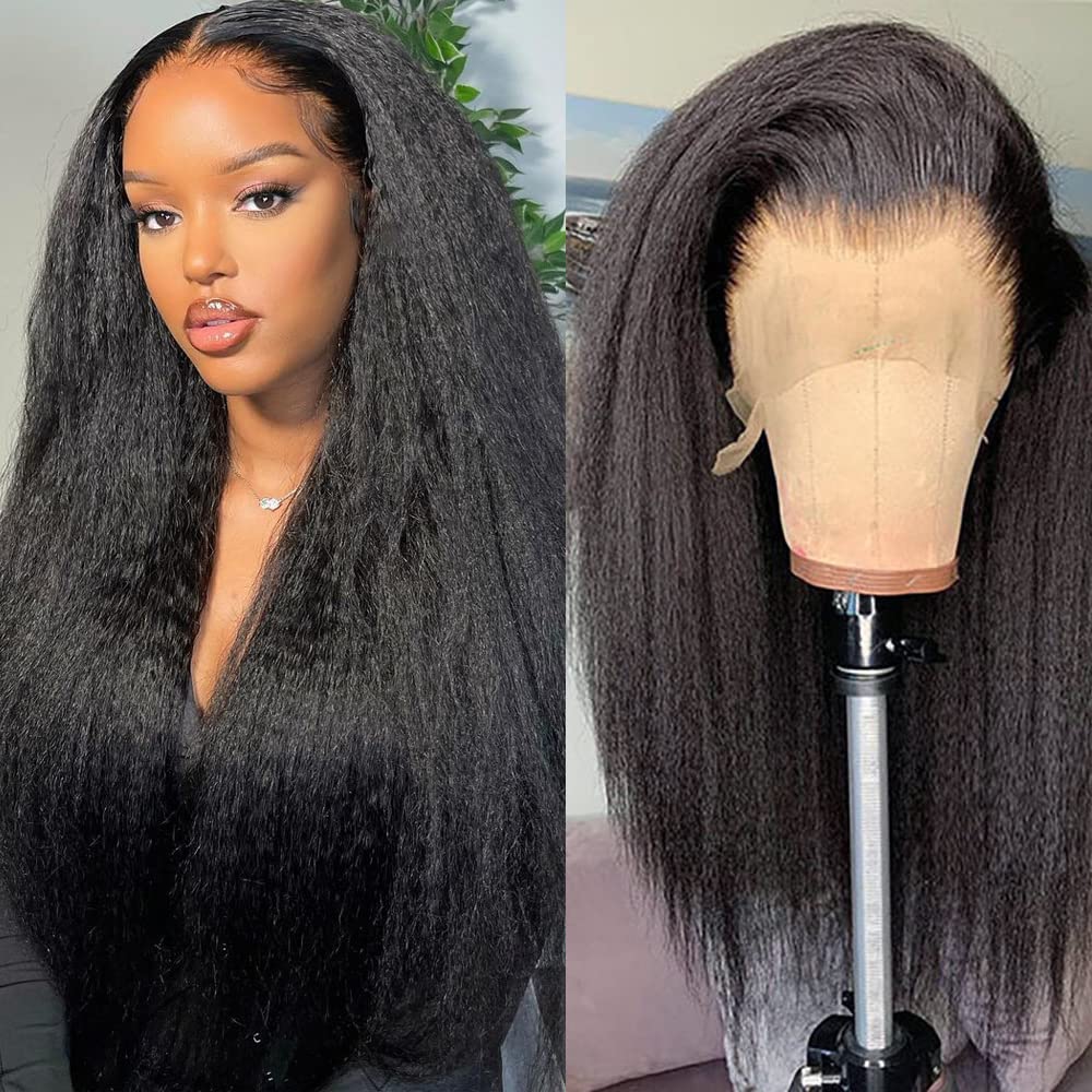 Kinky Straight Lace Front Wigs for Black Women - 24 Inch Style