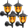 Dynaming 4 Pack Solar Flame Wall Lanterns - Flickering Outdoor Sconces