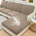 Waterproof L Shape Couch Cushion Covers Thick Velvet Slipcover - Sand