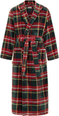 Forest Tartan Hooded Mens Robe - Plush Fleece, Full Length XL