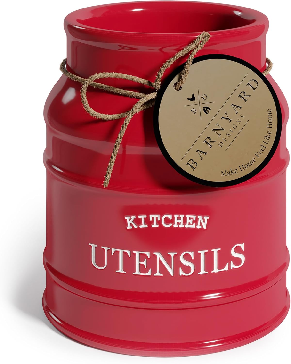 Ceramic Farmhouse Utensil Holder for Kitchen Counter Decor