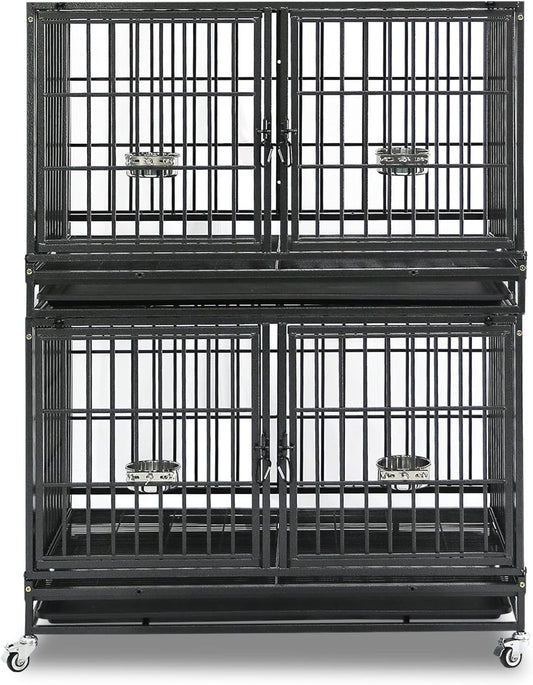 Stackable Heavy Duty Dog Crate for Indoor Grooming and Care