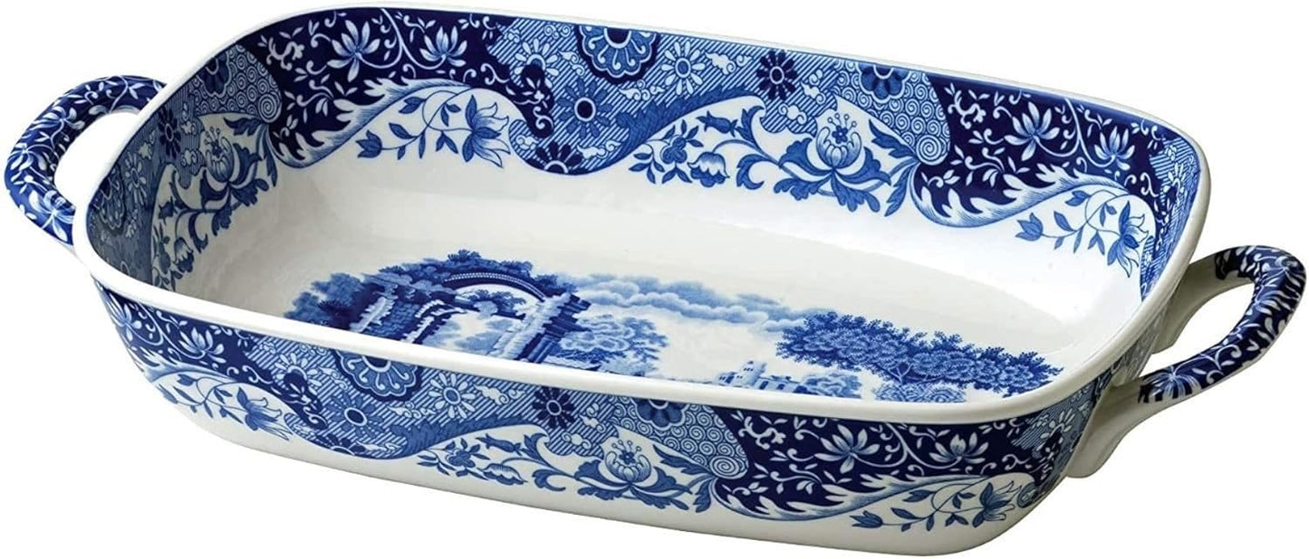 Spode Blue Italian Handled Serving Tray for Elegant Dining