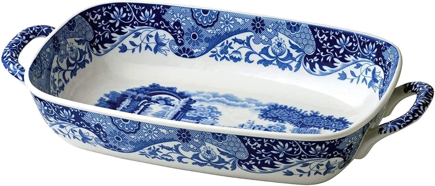 Spode Blue Italian Handled Serving Tray for Elegant Dining