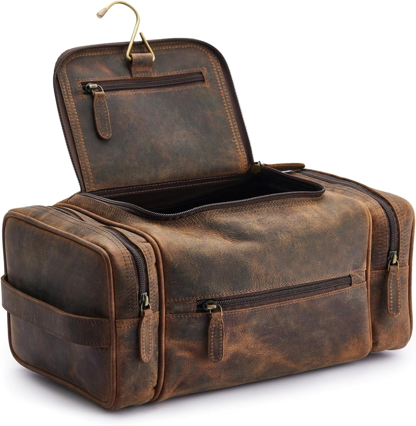 Extra Large Leather Toiletry Bag for Men - Premium Travel Kit
