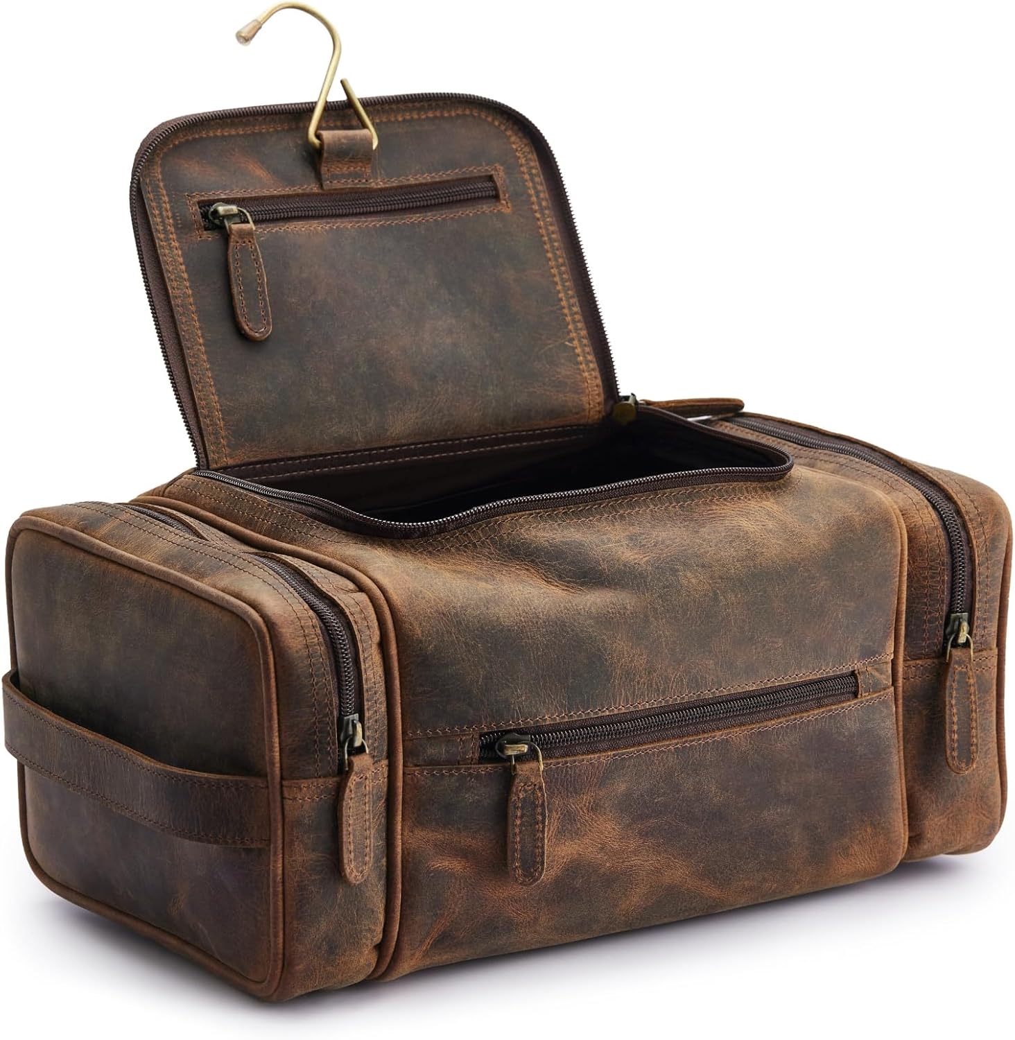 Extra Large Leather Toiletry Bag for Men - Premium Travel Kit